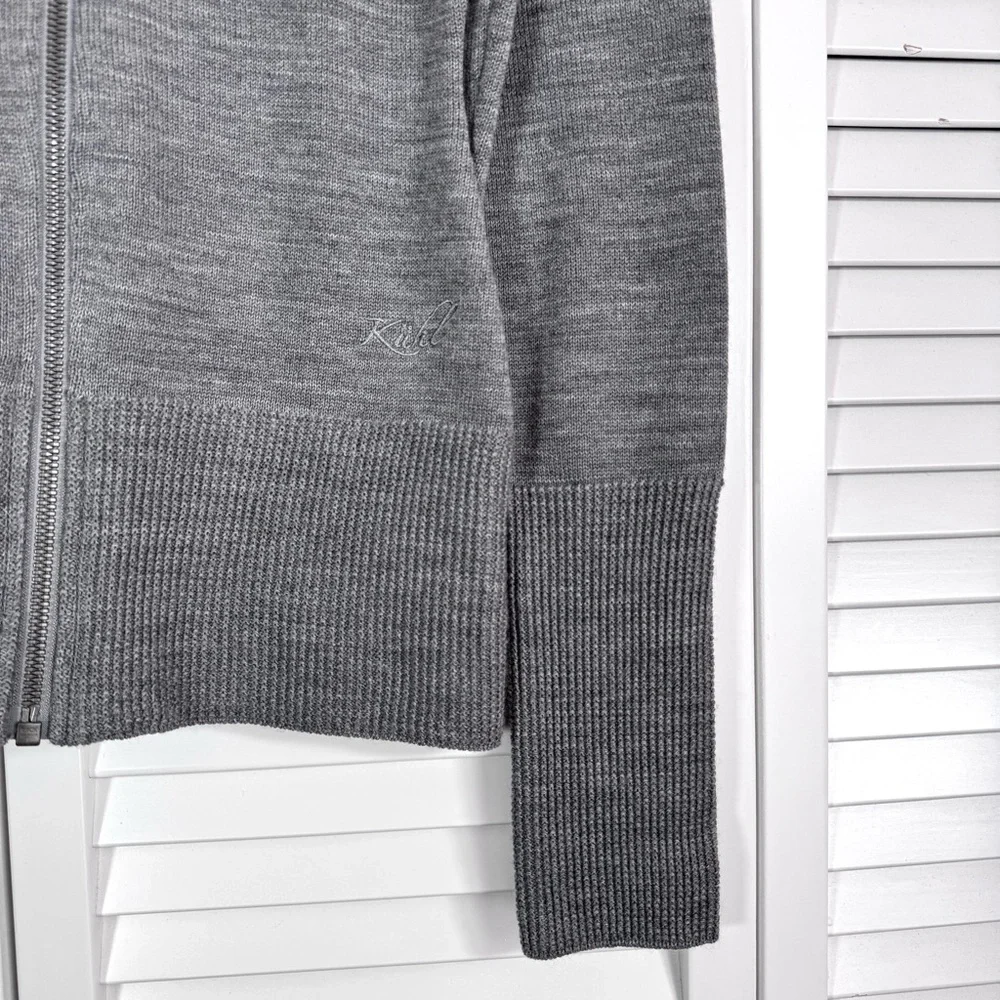 Kuhl Alpine Merino Wool Blend Asymmetric Zip Up Sweater Gray Size Small